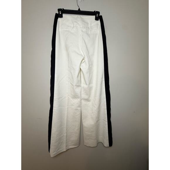Anthropology Leifsdottir Linen Wide Leg Pants Lined  | Black Side Stripe Size 2 - Picture 2 of 11
